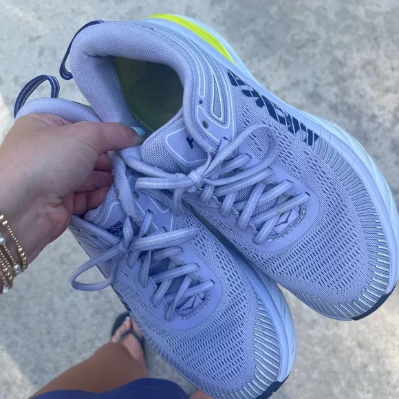 Hoka Women's Light Purple and Yellow Athletic Shoes - Picture 7 of 8